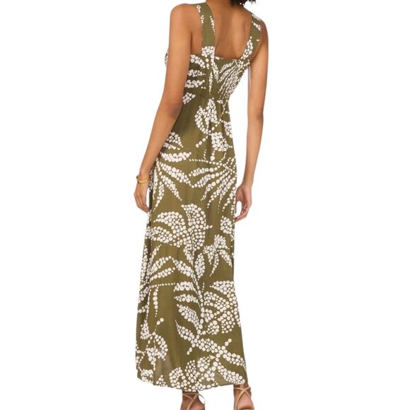 Vince Camuto Women’s Printed Square Neck Smocked Back Maxi Dress Green Size L - Picture 2 of 2
